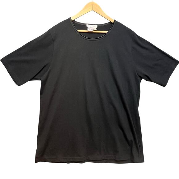 Ulla Popken Black Cotton USA T-Shirt Relaxed Fit Short Sleeve Tee‎ Size 12/14 - Picture 2 of 5